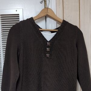Christopher & Banks Dark Brown V-Neck Sweater